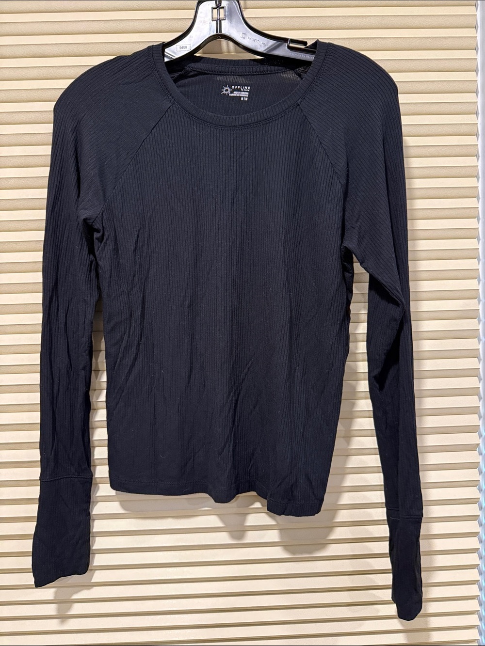 Aerie Black Ribbed Long Sleeve Crew Top
